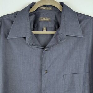 ARROW Mens Dress Shirt XL/TG 17 1/2 34/35 Blue Long Sleeve Wrinkle Free Casual